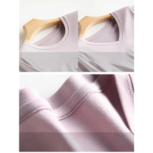 Camiseta de Verano para Mujer, Cuello en V, Simple, Ajustada, Manga Corta, 100% Algodón, Secado Rápido, Transpirable - Product Image 2