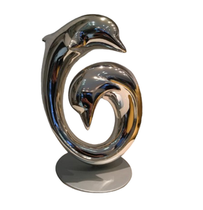 Sculpture moderne en acier inoxydable/fer métallique finition argent brillant, objet de décoration pour la maison, fait main, durable - Product Image 3