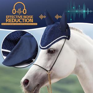 Bonnet d'oreille de cheval Voile de mouche personnalisé Bonnet au crochet silencieux avec couvre-oreilles en néoprène Filets d'oreille de cheval pleine grandeur - Product Image 6