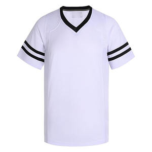 Camiseta de fútbol personalizada blanca con rayas negras, manga corta, cuello en V, transpirable, para entrenamiento y partidos. - Product Image 6