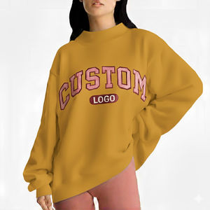 Jersey de poliéster/algodón de alta calidad para mujer, sudaderas transpirables con cuello alto, Impresión de logotipo frontal, servicio OEM personalizado - Product Image 4