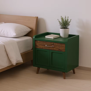 Table de chevet convertible en bois de teck de haute qualité Design moderne vert olive pour appartement chambre salon salle à manger école - Product Image 1