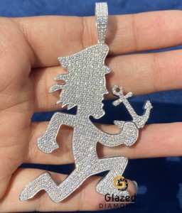 Colgante de Plata de Ley 925 con Moissanita VVS, Estilo Hip Hop, Diseño de Hacha y Ancla, con Incrustaciones de Piedras, Chapado en Rodio, para Fiesta Unisex - Product Image 6