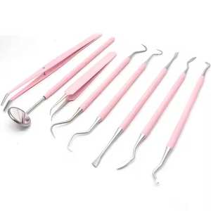 MEDZORA SURGICAL Juego de 8 Herramientas Dentales de Acero Inoxidable Color Rosa, Instrumentos Orales Manuales con Certificación CE para Uso Odontológico, Cuidado Dental Clase I - Product Image 1