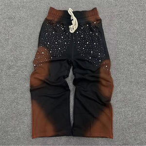 Pantalons de survêtement en molleton français brodés à l'acide personnalisés, 100% coton, pour hommes, jambes larges, coupe skinny - Product Image 4