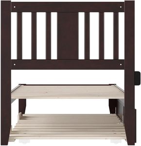 เตียงนอนแบบดั้งเดิมพร้อมเตียงเสริมแบบเลื่อนออกได้ สีเอสเพรสโซ ไม้สน ทนทาน ขนาด 38.25 นิ้ว x 76 นิ้ว x 41.38 นิ้ว โครงสร้างไม้แผ่นแข็ง รวมการติดตั้งบนพื้นผิว - Product Image 4