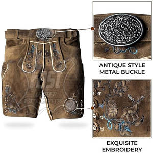 Adults Solid Colo Unique Style Breathable <b>Shorts</b> Lederhosen Bavarian <b>Shorts</b> Custom Made <b>Leather</b> <b>Shorts</b> - Product Image 3