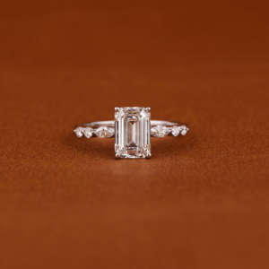 <b>Emerald</b>, Marquise & Round Cut Lab Grown Diamond Engagement <b>Ring</b> 18KT Solid Gold Plated Handmade Design Trendy Style Gift <b>Ring</b> - Product Image 2