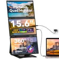 Moniteur portable IPS tendance 2026 de 15,6 pouces, extension d'écran triple/quadruple, connexion par un seul câble, PC Gaming Full HD 60Hz