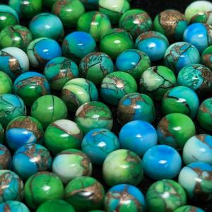 Turquesa Kingman Redonda Natural de Alta Calidad AAA+, Tamaño Personalizado, Cabujón de Cobre, Verde, para Joyería DIY - Product Image 4