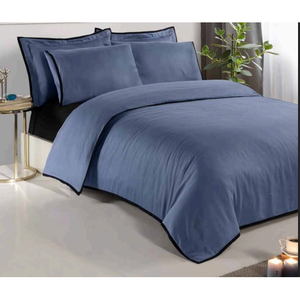 Parure de lit de luxe 6 pièces King Size 100% Coton, Housse de couette XL, Drap-housse, Taies d'oreiller Oxford rayées, Tissé 400TC pour la maison - Product Image 4