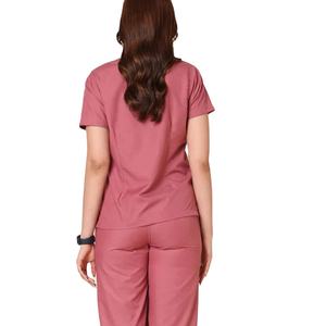 Scrubs d'infirmière professionnelle pour femmes gommage médical à manches courtes avec poches uniformes d'infirmière confortables pour une utilisation quotidienne en clinique - Product Image 5