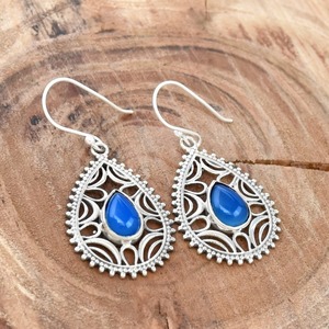 Boucles d'oreilles pour filles Aqua Calcedony Classic 925 Sterling Silver Natural Gemstone Handmade Fine Silver Jewelry 925 Stamp Jewelry - Product Image 2