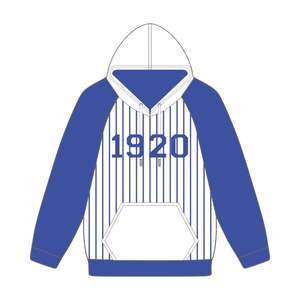 Año de Fundación 1920 Zeta Phi Beta Cuerpo blanco Azul Raglan Pinstripes Pullover Sudadera con capucha Sorority Apparel Custom Divine Winter Front - Product Image 2