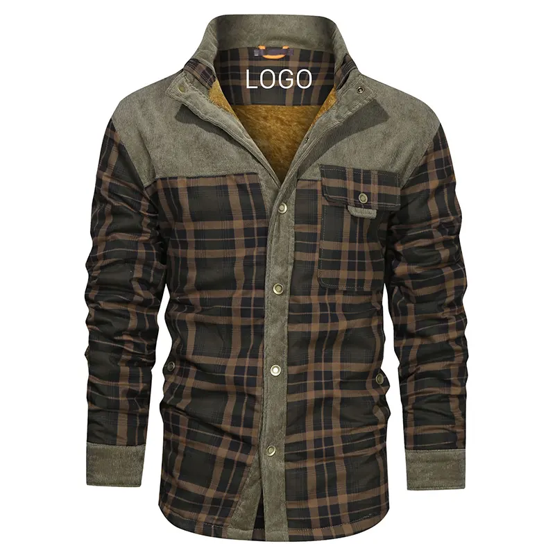 Clearance sale men jacket Jaqueta Men Casual Shirts Winter Wool Fleece Thick Warm Male Plaid Corduroy Coat Jacket