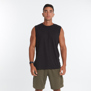 Best Selling Men's <b>Sleeveless</b> Tank <b>Top</b> Solid Color Knitted Quick Dry Spandex/Cotton Gym Wear at Low Price - Product Image 1
