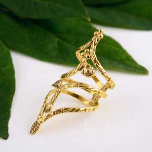 Nouvelle Bague Tendance Bohème Feuille d'Armoire en Laiton Tribal pour Femme, Plaqué Or 18 carats, Motif Floral Spirale, Bijou Tendance pour Vente en Gros/OEM/ODM - Product Image 3