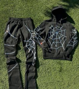 ชุดแทรคสูทปักโลโก้แบบกำหนดเอง กางเกงขายาวทรงบาน เสื้อฮู้ดผ้าฟลีซหนานุ่ม พิมพ์ลายสกรีน เป็นมิตรกับสิ่งแวดล้อม - Product Image 1