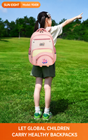 SUN EIGHT Sac à dos d'école primaire de 15,5 pouces pour garçons et filles, sac à livres léger et imperméable avec badge de chat, modèle 90408