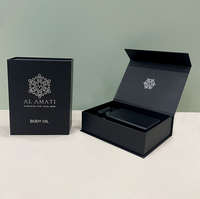 Boîte cadeau magnétique rigide de luxe noire personnalisée, boîte à parfum, emballage de flacon cosmétique, emballage en papier, ensemble de soins de la peau, boîte à huile essentielle