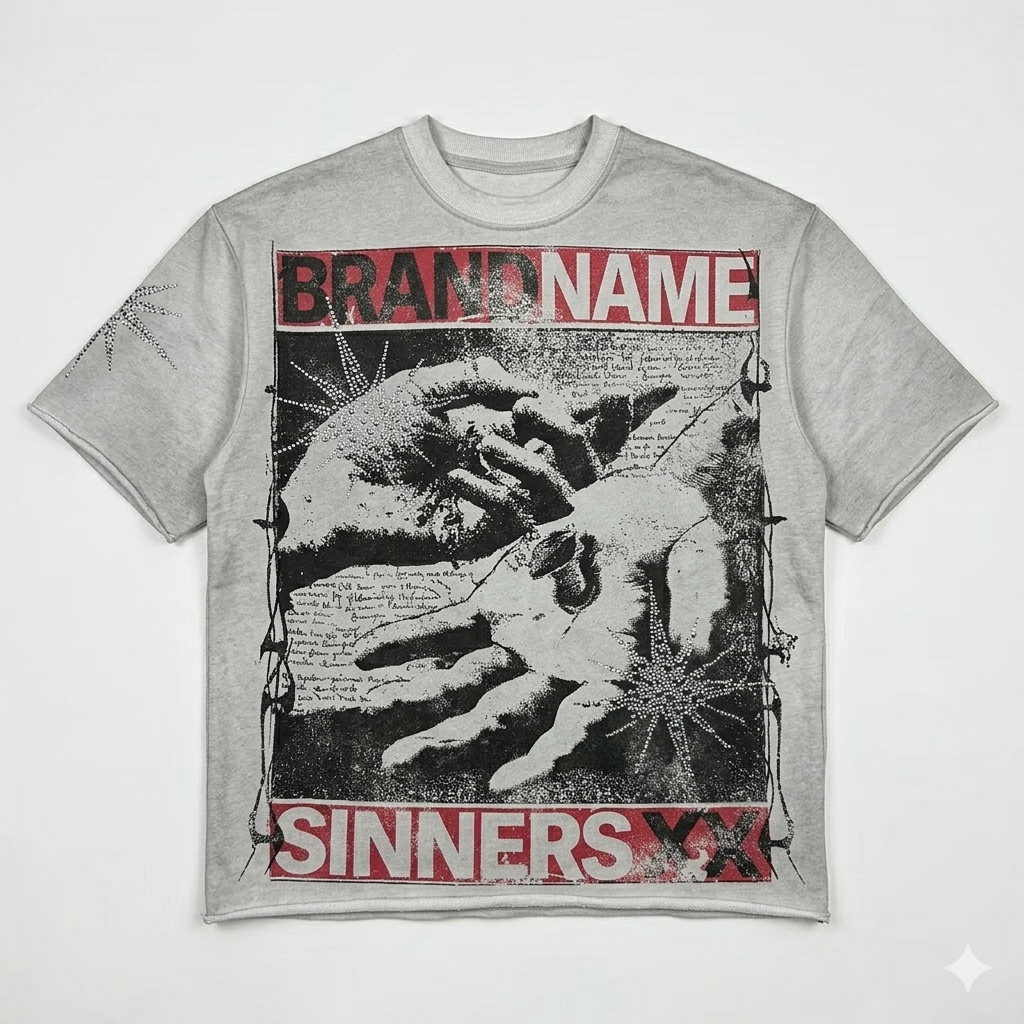 Camisetas blancas con gráficos y pedrería - 2