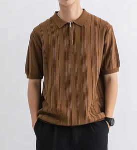 Camisa de Golf para Hombre de la Mejor Calidad 2025, sin Botones, con Cierre, Cuello Invertido, Transpirable, Tejido de Ganchillo, Estampado de Leopardo, ODM - Product Image 1