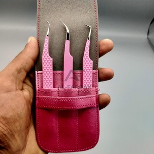 Pinzas para Extensión de Pestañas de Dos Tonos, Punta de Fibra en Ángulo de 45 y 90 Grados, Acero Inoxidable, Color Rosa y Blanco, con Cajas de Cartón - Product Image 6