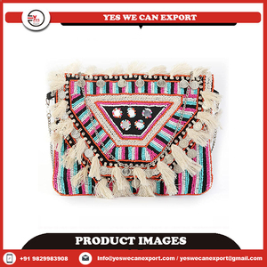 Nouvel arrivage de sacs tricotés Boho durables faits à la main en jute Boho Banjara sacs pochettes brodées à la main Banjara bohème pochette - Product Image 2