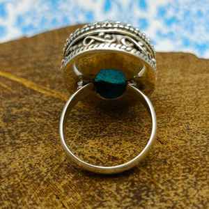 Anillo de piedras preciosas de alta calidad, joyería de Plata de Ley 925, Color Natural azul, ventana de titanio, anillos finos de piedra con forma ovalada Druzzy - Product Image 4