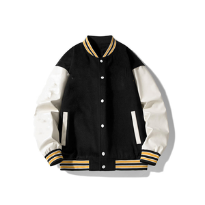 OEM Custom Quality Oversized Yellow <b>Black</b> Color Varsity Jacket Streetwear Embroidery Letterman Jacket for <b>Men</b> - Product Image 1