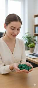 พลอยออนิกซ์สีเขียวธรรมชาติทรงหลังเบี้ยแบบคลาสสิก เรียบเนียน จาก H a Gems รุ่น 90 รูปทรงผสม สำหรับทำเครื่องประดับ - Product Image 5