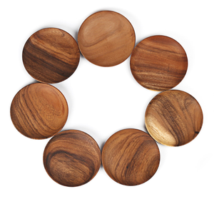 Assiette ronde en bois d'acacia naturel pour dessert, fruits, steak, service de table - Product Image 1