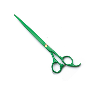 กรรไกรตัดขนสัตว์เลี้ยงแบบตรงใบมีดสแตนเลสเคลือบสีเขียว - Product Image 1