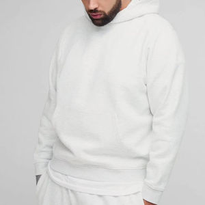 Fabrication OEM, sweat-shirt unisexe en molleton d'hiver à rayures, gris clair, respirant, 100% coton, coupe régulière, thermique - Product Image 1