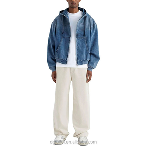 2025 conception personnalisée Denim sweats à capuche Streetwear Boxy Fit surdimensionné pull sweat poids lourd recadrée à capuche pour unisexe - Product Image 2