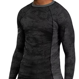 Chemises de sport à compression élastiques personnalisées en gros avec logo pour hommes, manches longues, chemises MMA pour hommes - Product Image 1