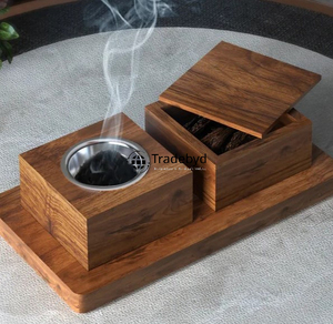 Quemador Bakhoor de madera Tradebyd, soporte de incienso árabe hecho a mano para meditación con fragancia y regalos - Product Image 2