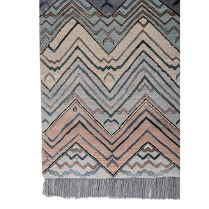 Tapis Manchaha bleus en laine et soie de bambou noués à la main, épaisseur 10 mm, motifs abstraits en chevron pour sols de maison, rectangulaires, couloir - Les-2828 - Product Image 4
