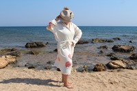 Peignoir en tissu à motifs de mousseline turque adapté à la plage maison hôtel sauna utilisation imprimé doux séchage rapide à capuche lavable