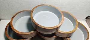 Bol en bois décoratif avec impression florale en émail, vaisselle écologique faite à la main pour les fêtes et l'usage quotidien - Product Image 6