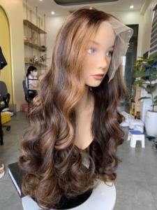 <b>Brown</b> Piano Color <b>Wig</b> Vietnamese HD Luxury Lace Cuticle Aligned Remy Hair Single Weft Extensions - Product Image 2
