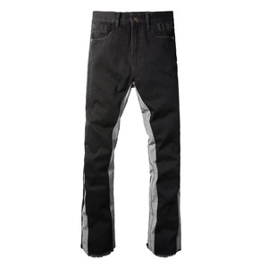 กางเกงยีนส์ขายาวสำหรับผู้ชายทรงบูทตัดขอบสีดำแบบผ่าข้าง - Product Image 5
