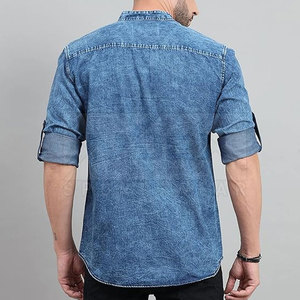 Bas quantité minimale de commande Chemises en jean à manches longues Chemise en jean de couleur unie Prix bon marché Chemise en jean à usage extérieur - Product Image 2