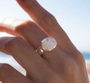 Oval Cut <b>Moonstone</b> <b>Ring</b> Handmade 925 Sterling Silver June Birthstone Boho Hippie Bohemian Statement Jewelry For Women - Product Image 2