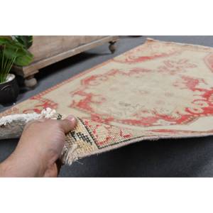 พรมสไตล์ตุรกี x 6.7ft วินเทจสีแดง & สีเบจพรมแบบเย็บปะติดทำจากยางมีพนักพิงหลังสำหรับตกแต่งห้องนั่งเล่น - Product Image 4
