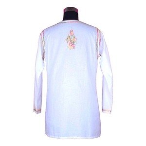 DR152 Indian Cotton Hand Chicken Embroidered Kurti <b>Women</b> Blouse <b>Tunic</b> Casual Shirt Ethnic <b>Dress</b> Lucknowi Kurti - Product Image 6