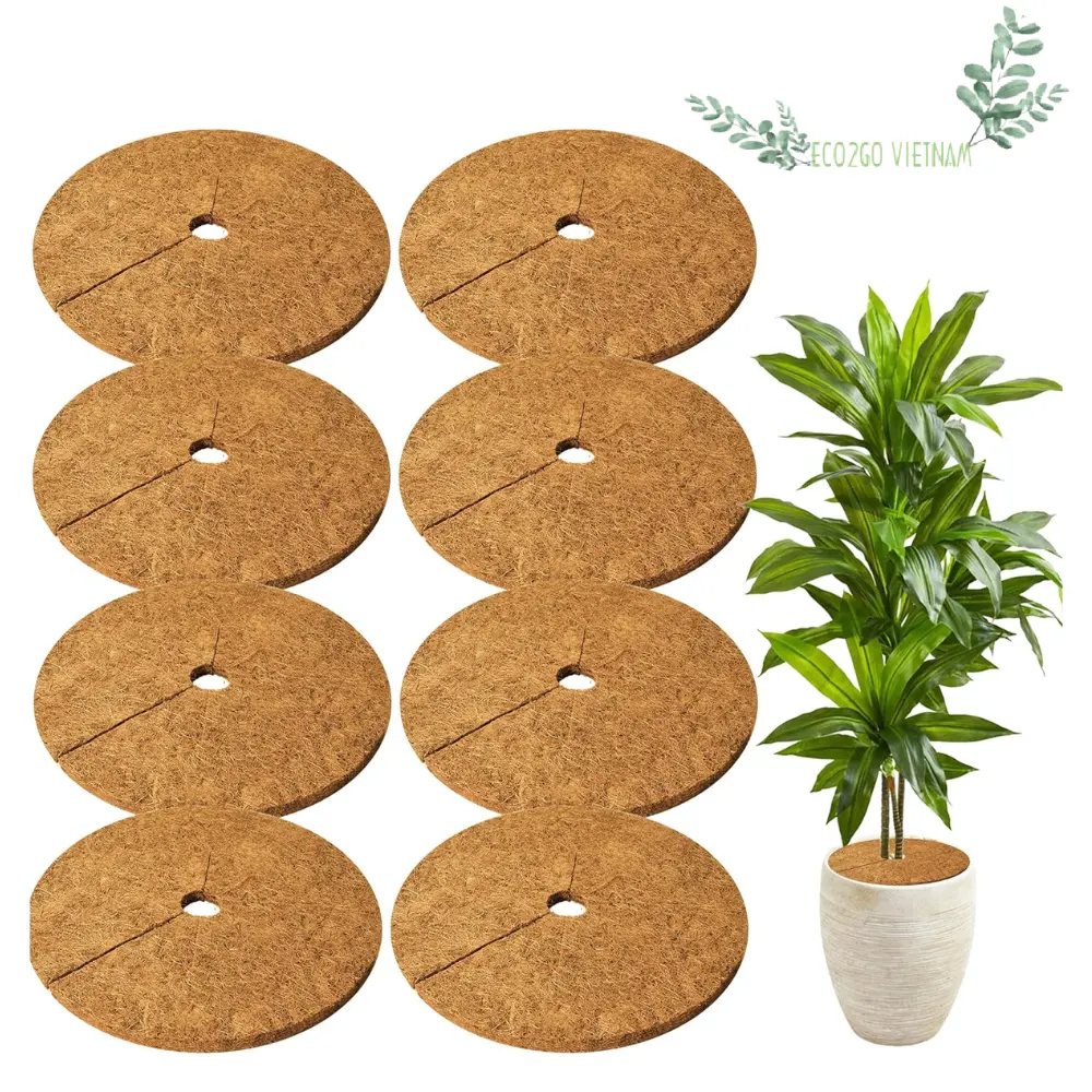 11.8 Polegada Natural Coconut Palm Fibers Mulch Ring Tree Protector Mat Tree Ring Mats Disc Plant Cover para Interior ou Exterior