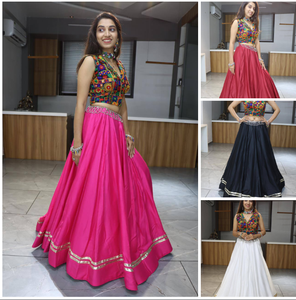 El último diseñador Pink Rayon Cotton Lehenga Choli con Plain Gota Patti Kali Work Estilo tradicional para Party Navratri Collection - Product Image 5