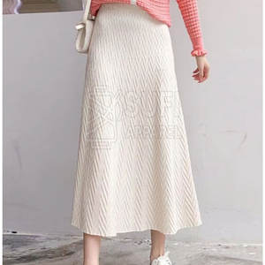 Jupe en cachemire pour femme de haute qualité, écologique, respirante, taille naturelle, coupe ajustée, classique, droite, mi-longue, couleur unie, douce - Product Image 4