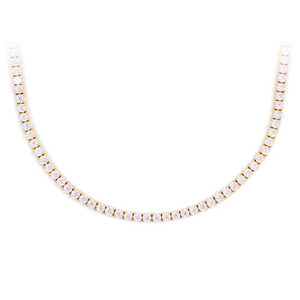 Cadena de Oro Amarillo Sólido de 14K con Diamantes de Laboratorio VVS de 3MM, Corte Brillante Redondo, Estilo Tenis, Premium, Unisex, para Uso Diario, 7.8ctw - Product Image 3